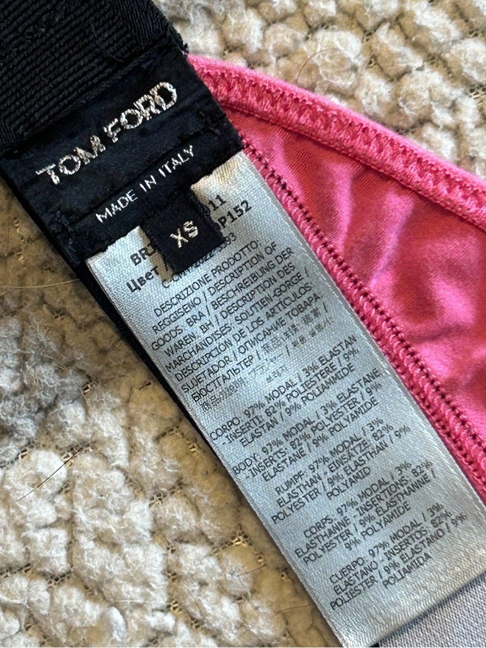 NEW TOM FORD Modal Signature Triangle Bra (Rosebloom) Pink & Black Bralette - Picture 9 of 14